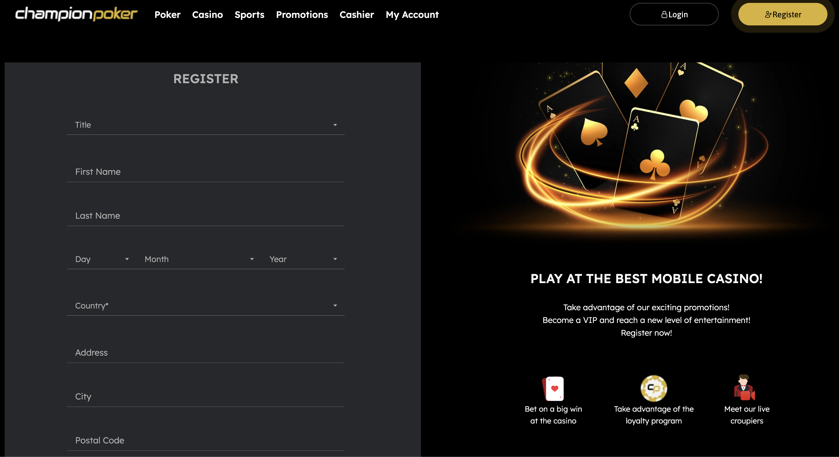 ChampionPoker Sign Up